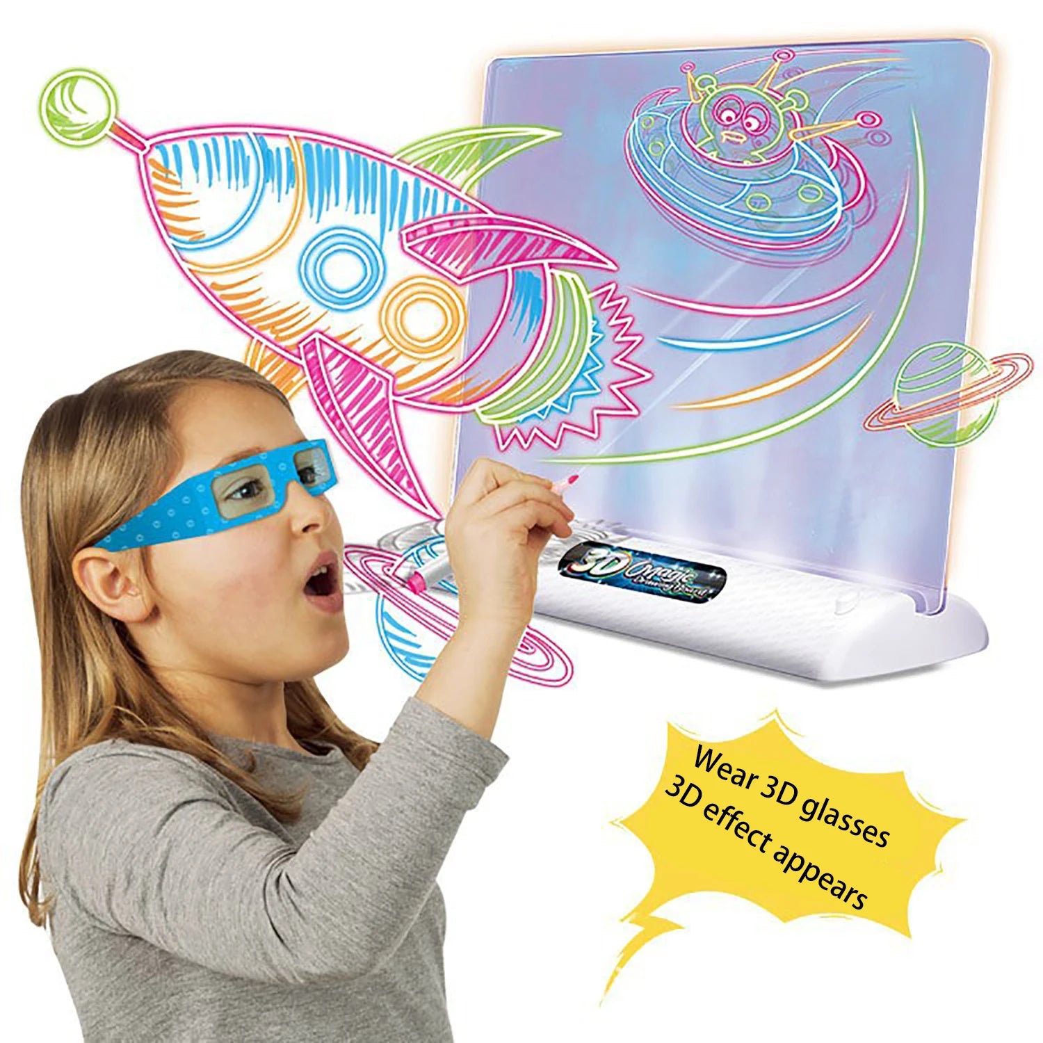 Children's 3D drawing board, 3D luminous board, LED luminous puzzle fluorescent board, magical drawing and writing board